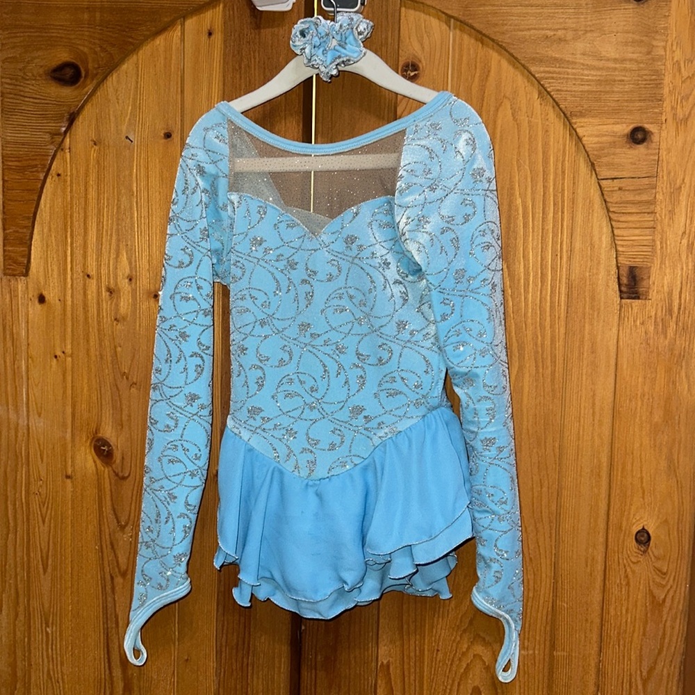 Light Blue Sparkle Girls' Figure Skating Dress